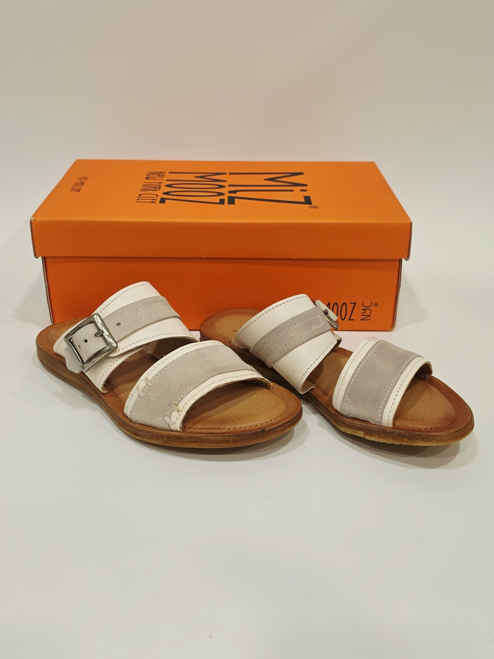 Miz Mooz Florra Linen Color Leather and Suede Slide Sandal EU 37/US 7